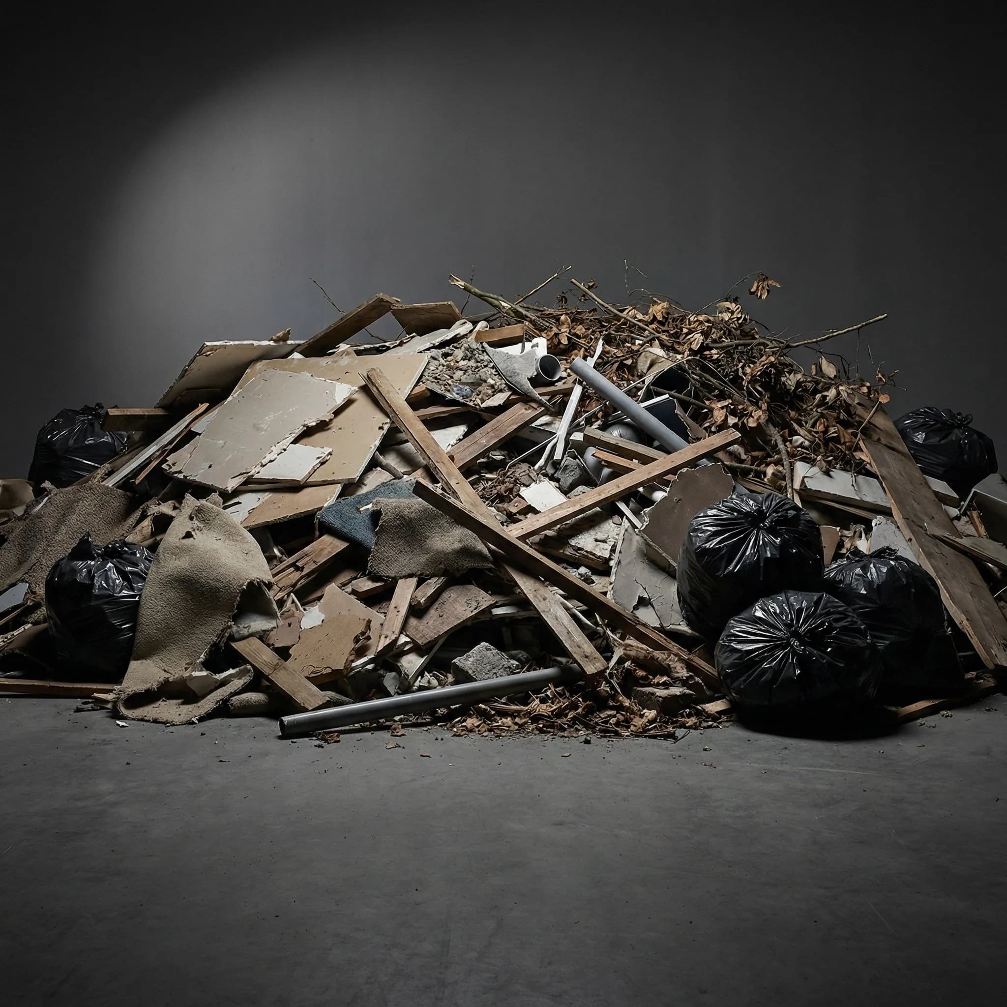 Approximate volume of waste that fits in a 8 yard skip — ~80 black bags